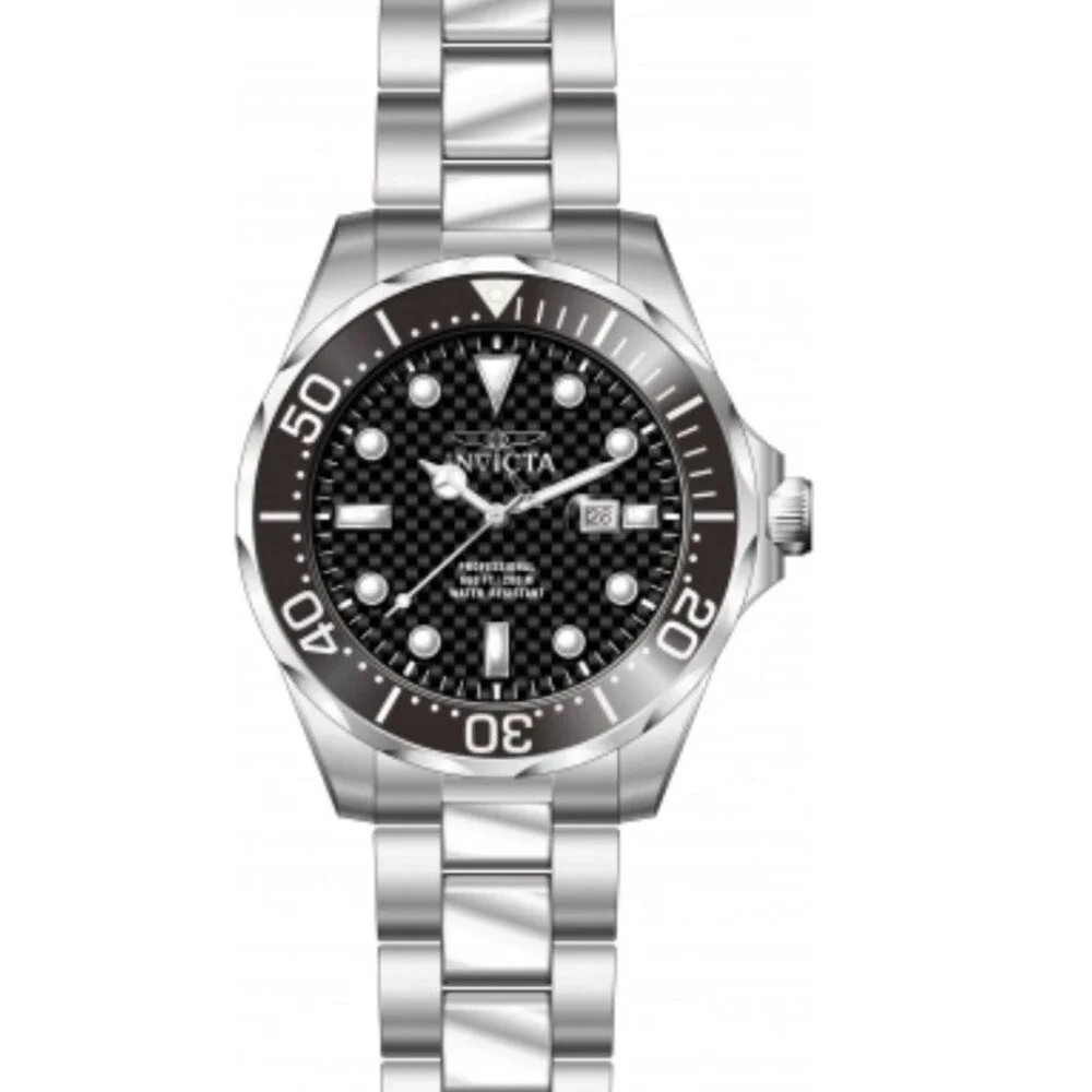 Invicta Silver Watch with Black Dial and Bezel